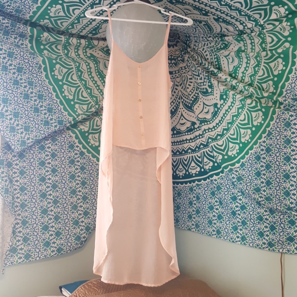 Light pink tank with long flowy back