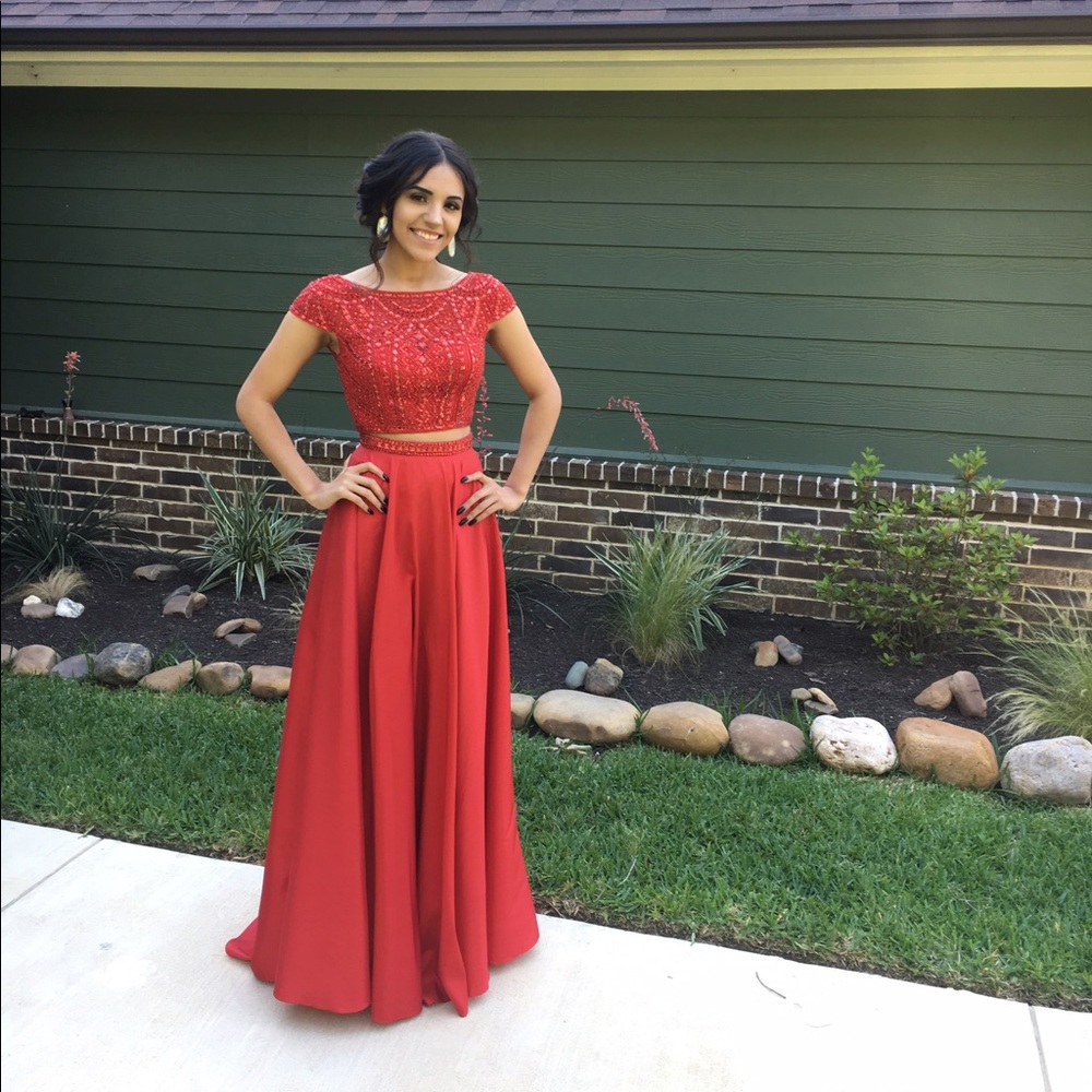 red sherri hill prom dress. worn once.