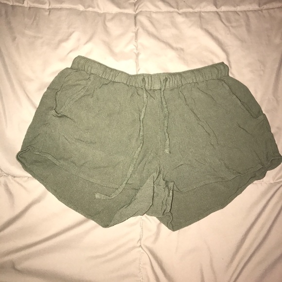 army green flowy shorts
