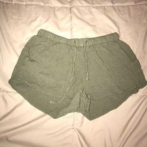 army green flowy shorts