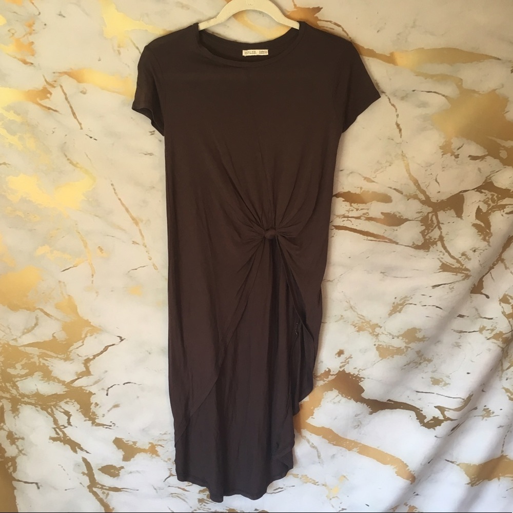 Zara Gray Basic Tee with Knot