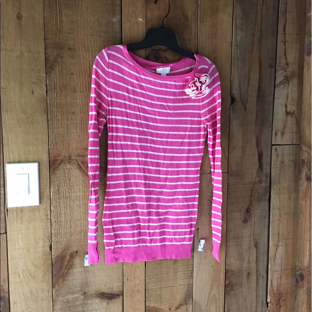 Pink and white striped sweater