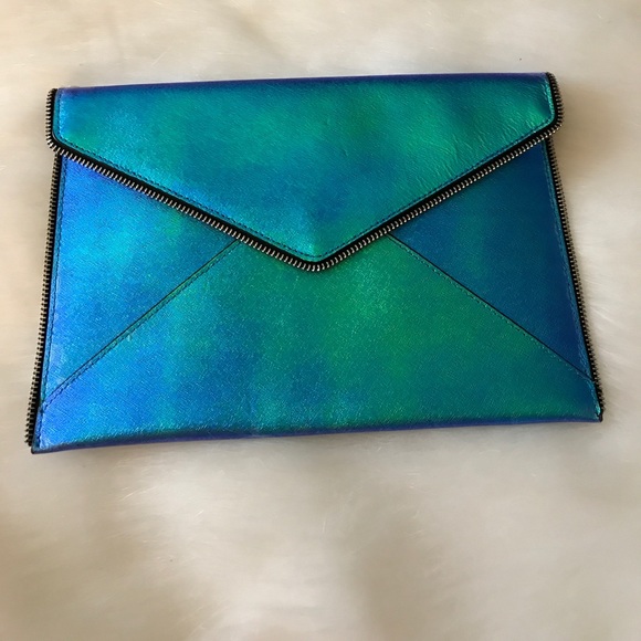 Rebecca Minkoff Handbags - Rebecca Minkoff Teal Blue Iridescent Leo Clutch