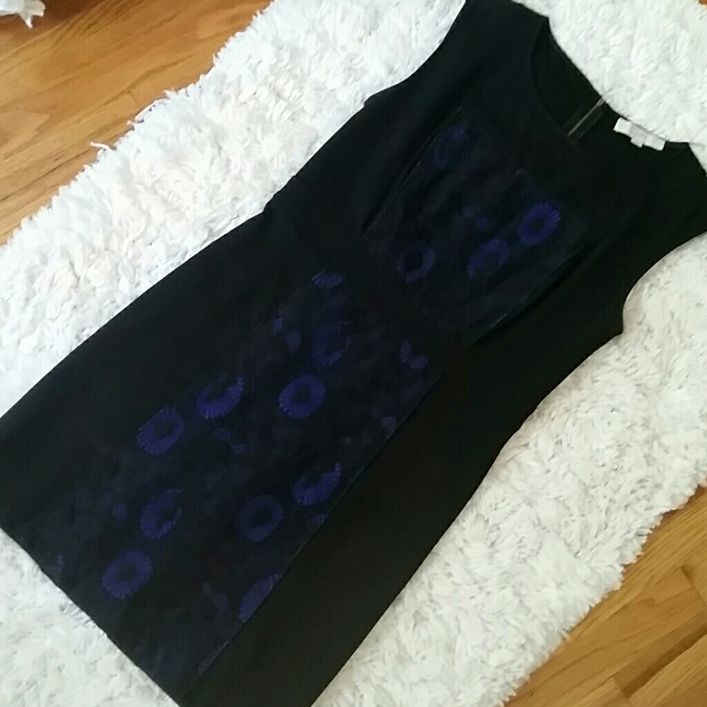 LOFT BLACK CAREER DRESS BLUE DETAIL