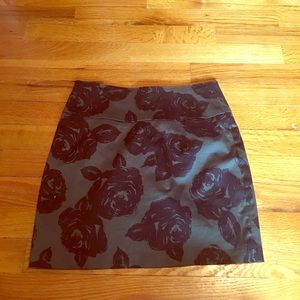 Green and black floral skirt