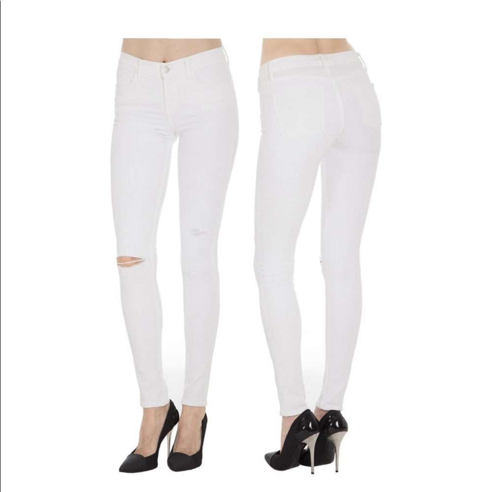 JBrand Skinny Leg Mid-Rise white jeans!
