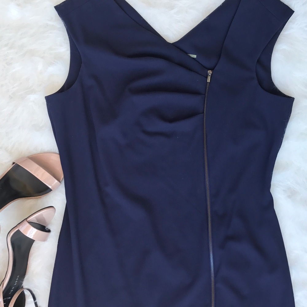 Calvin Klein Asymmetrical Zipper Shift Dress