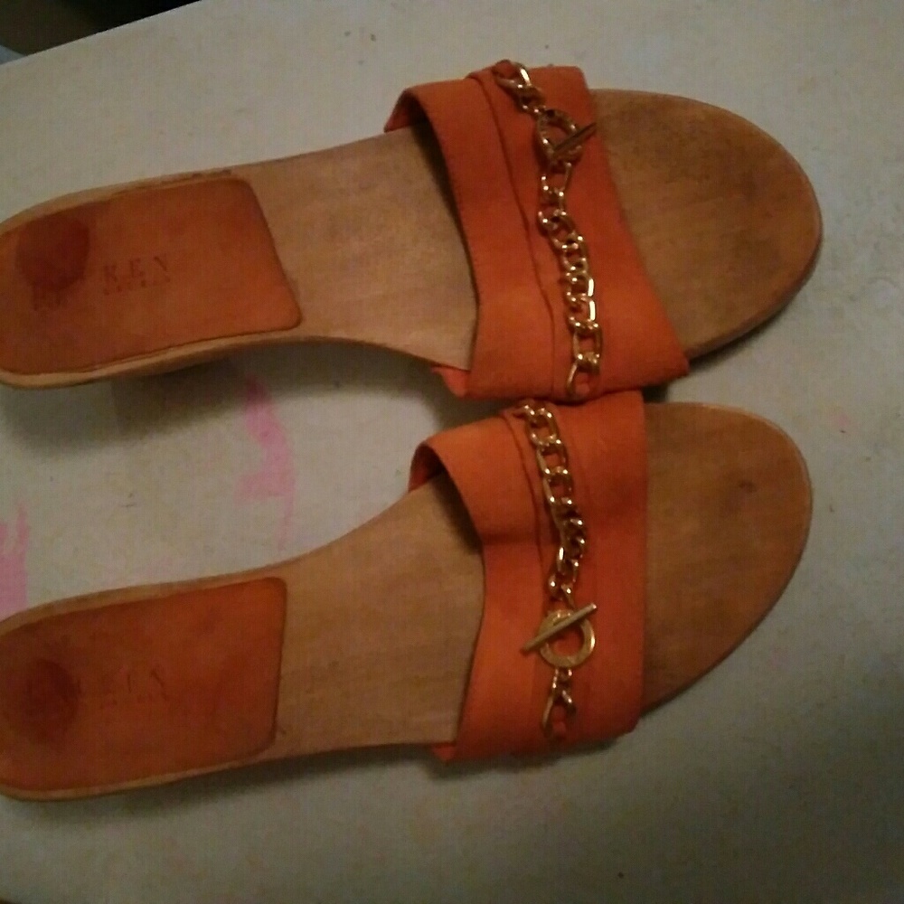 2INCH ORANGE WOOTEN HEELS - Picture 1 of 3
