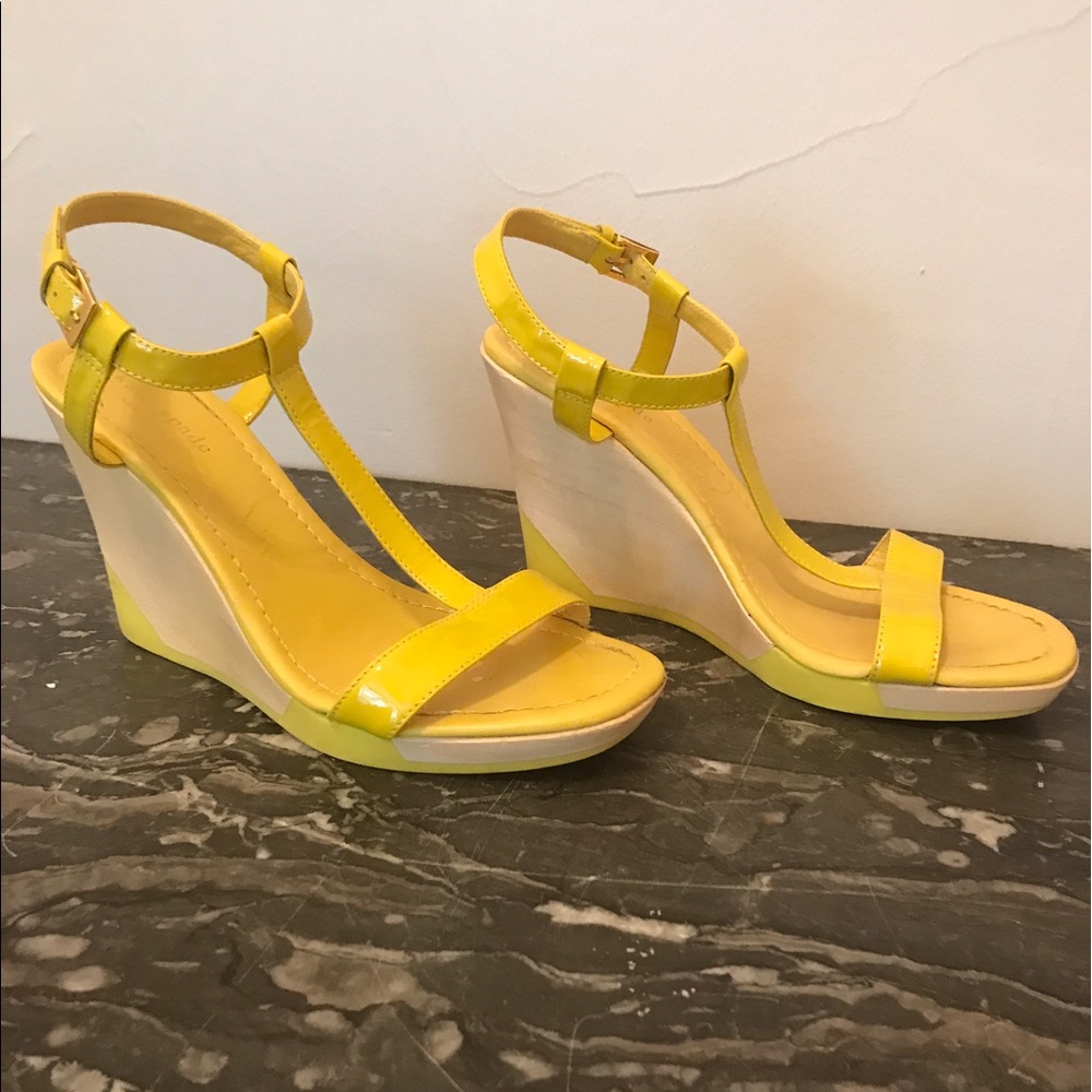 Kate Spade Patent Yellow Wedges