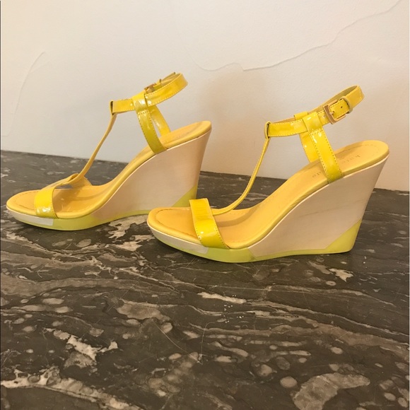 Kate Spade Patent Yellow Wedges - Picture 2 of 3