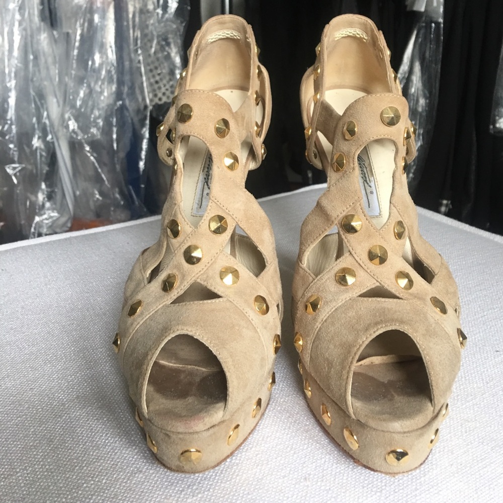 Brian Atwood Suede Cutout Platform Sandals