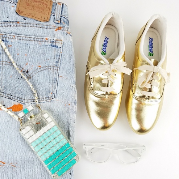 Daniel Green Sports Shoes - Gold Metallic Tennis Shoes Sneakers
Leather