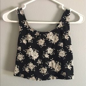 Floral Print Open Back Crop Top