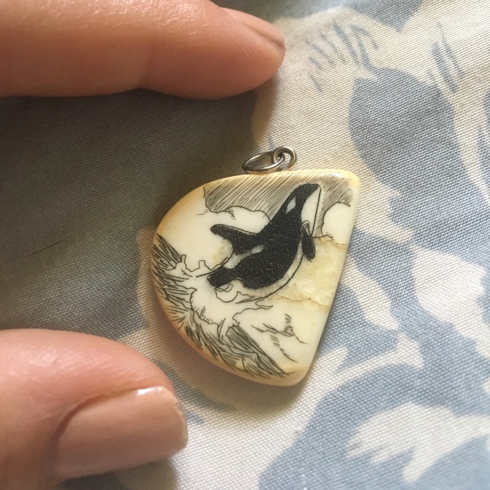 Ivory killer whale pendant