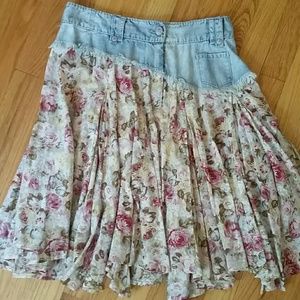 BLUE WILLIS floral denim BOHO skirt