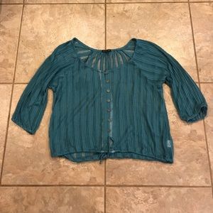 Sheer blue button up blouse