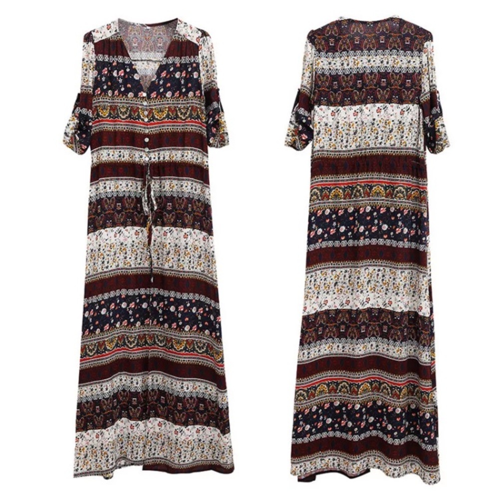 π Host Pick 3/10 π Black &beige boho maxi - Picture 3 of 4