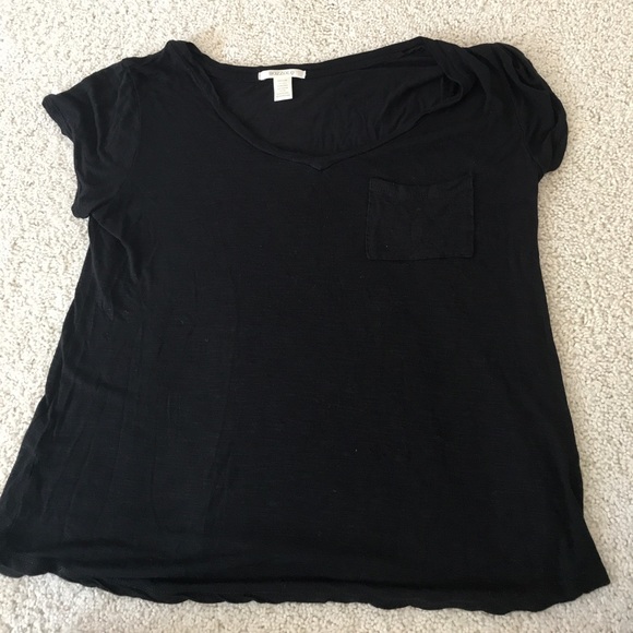 bozzolo Tops - Soft Black Vneck w pocket