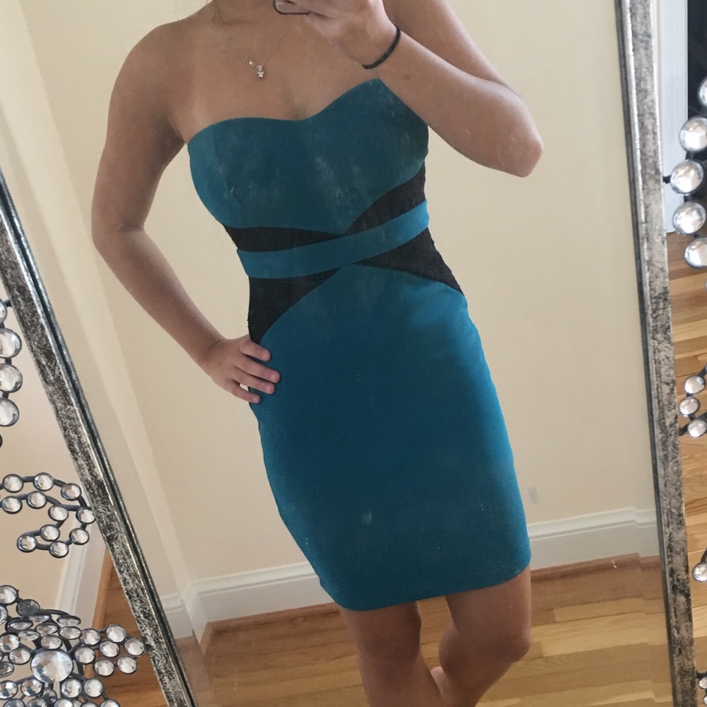 Turquoise Strapless Dress