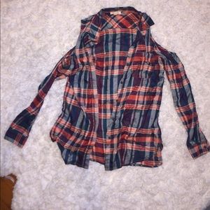 Button down long sleeve shirt with shoulders out