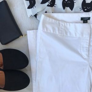 J Crew City Fit White Cotton Pants