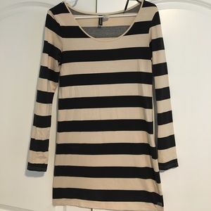 Black and Tan stripe long sleeve dress
