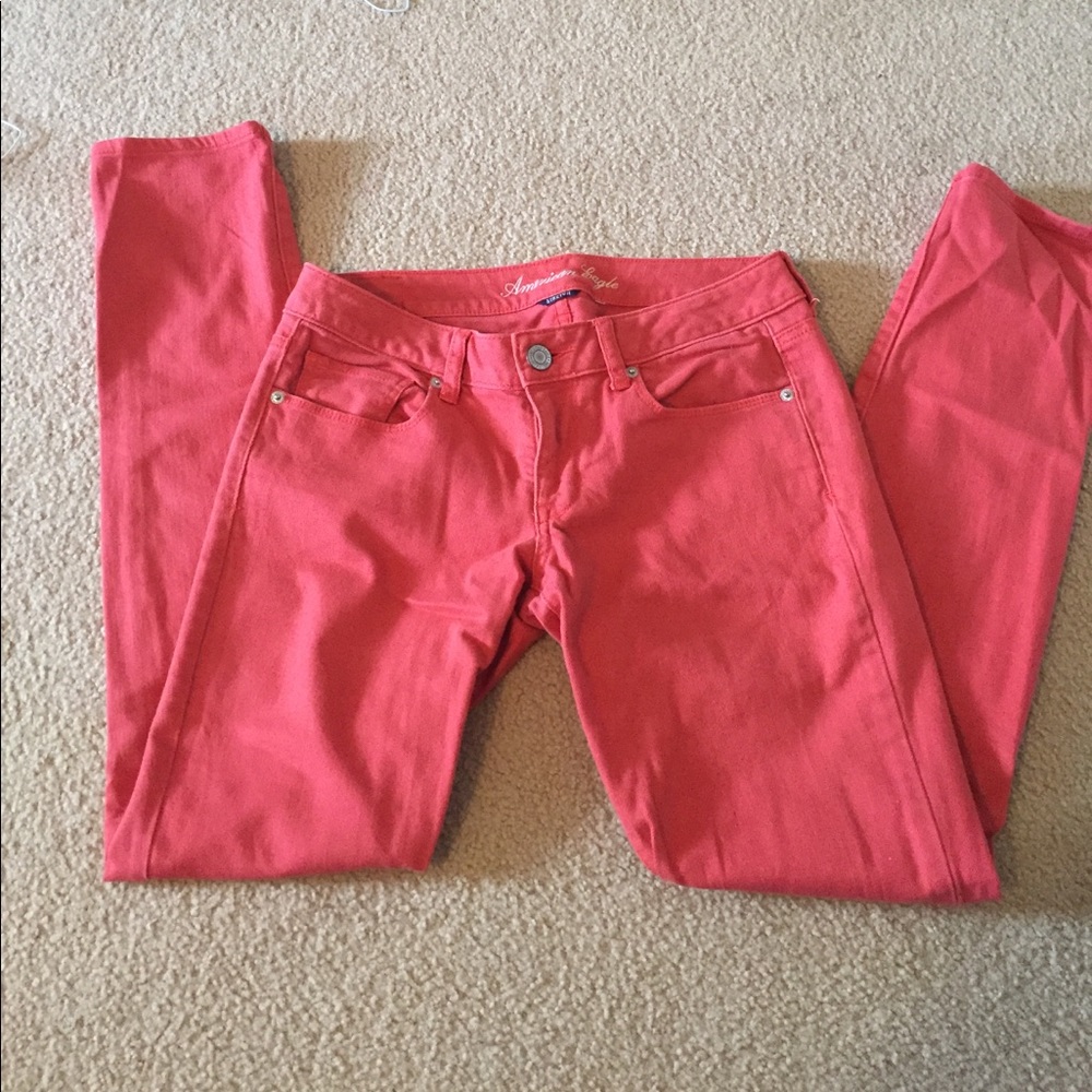 Salmon stretch skinny jeans