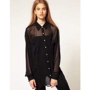 American Apparel Sheer Oversized Chiffon Shirt