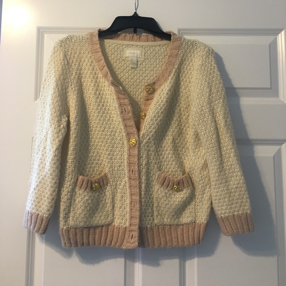 Creme and blush Knit cardigan sweater