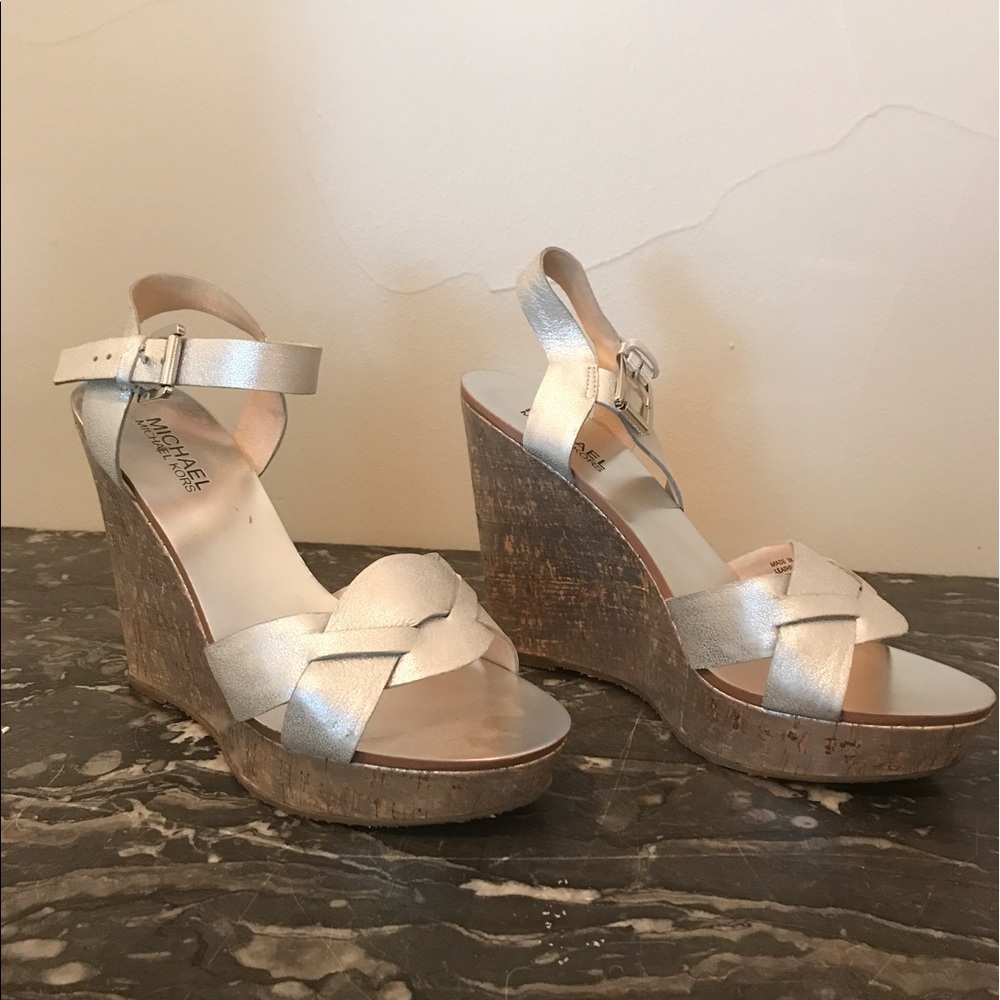 Silver MK Micheal Kors Wedges