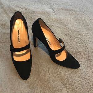 Manila Blahnik black suede heels