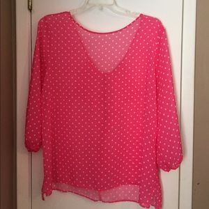 Pink polka dot blouse