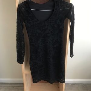 Boohoo black mini dress with lace detail