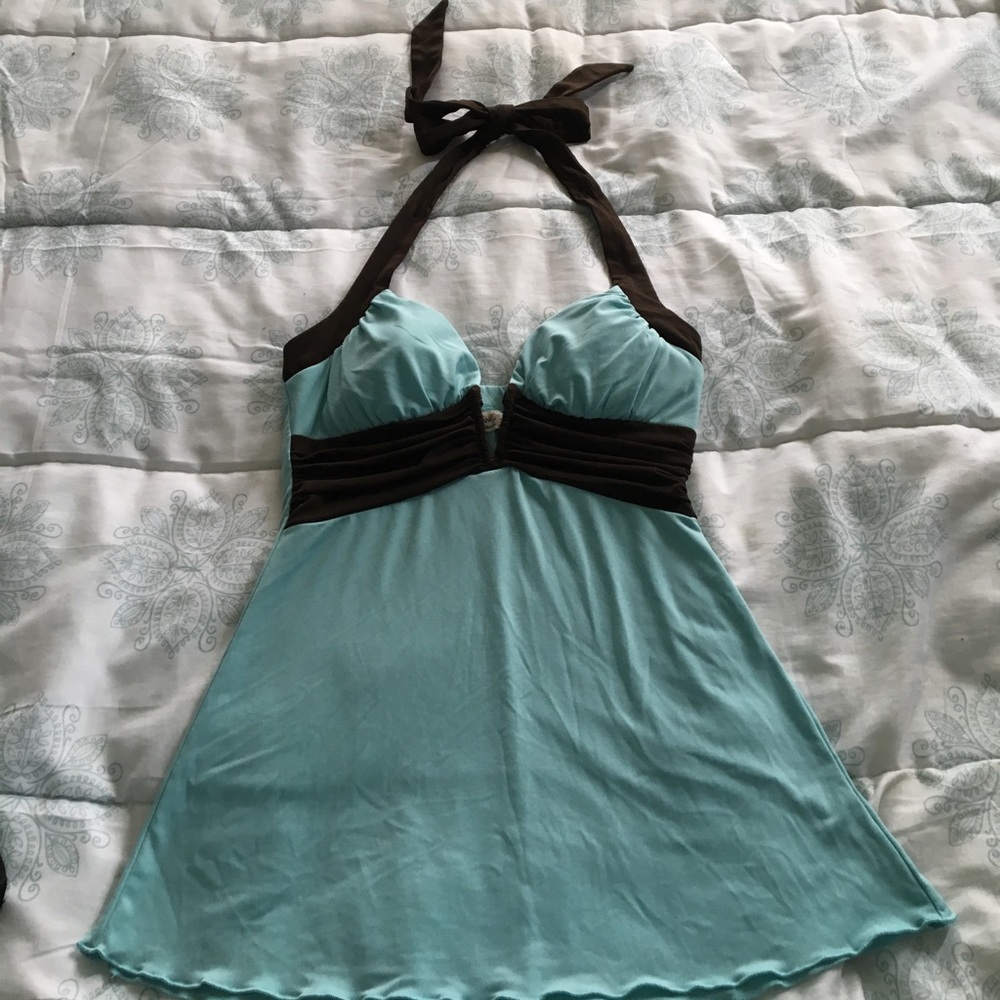 Teal and brown halter