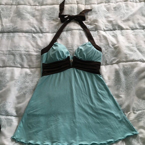 Teal and brown halter - Picture 1 of 3