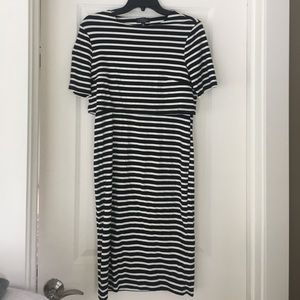 Topshop Maternity Knit Striped Midi Dress