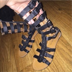 Black gladiator sandals