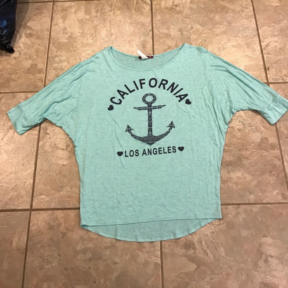 Blue scoop necked blouse