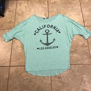 Blue scoop necked blouse