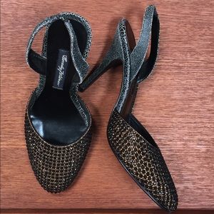 Vintage Beverly Feldman beaded slingbacks.