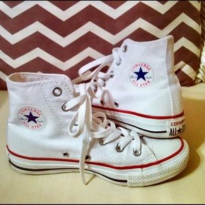 White Converse high tops