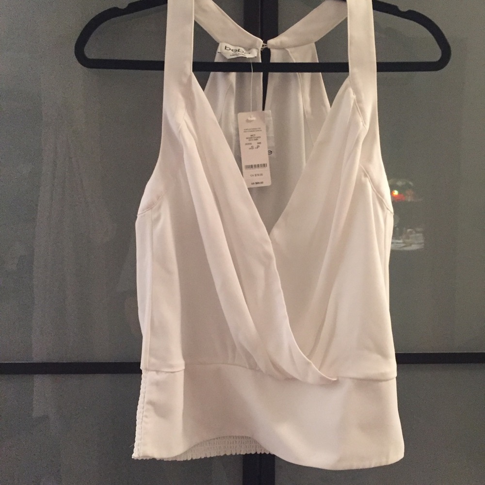Bebe banded white top.. tag removed