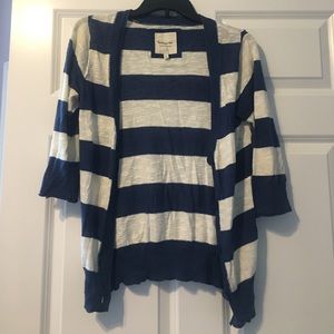 Striped cardigan sweater 3/4 length sleeves