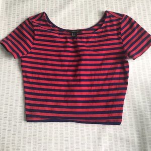 Navy and red striped crop top
