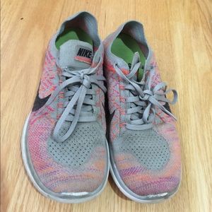 Nike free knit pink, orange, grey women's running