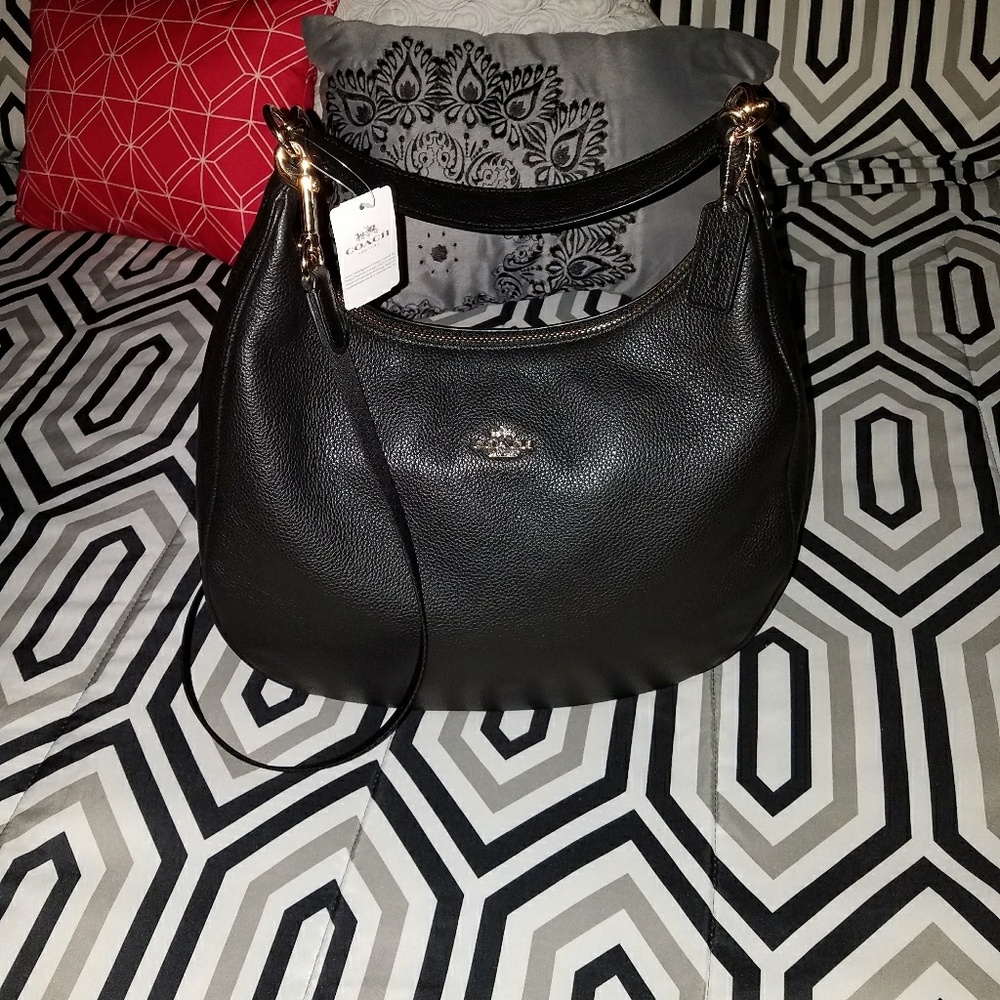 Black Leather Coach "Harley" hobo  crossbody