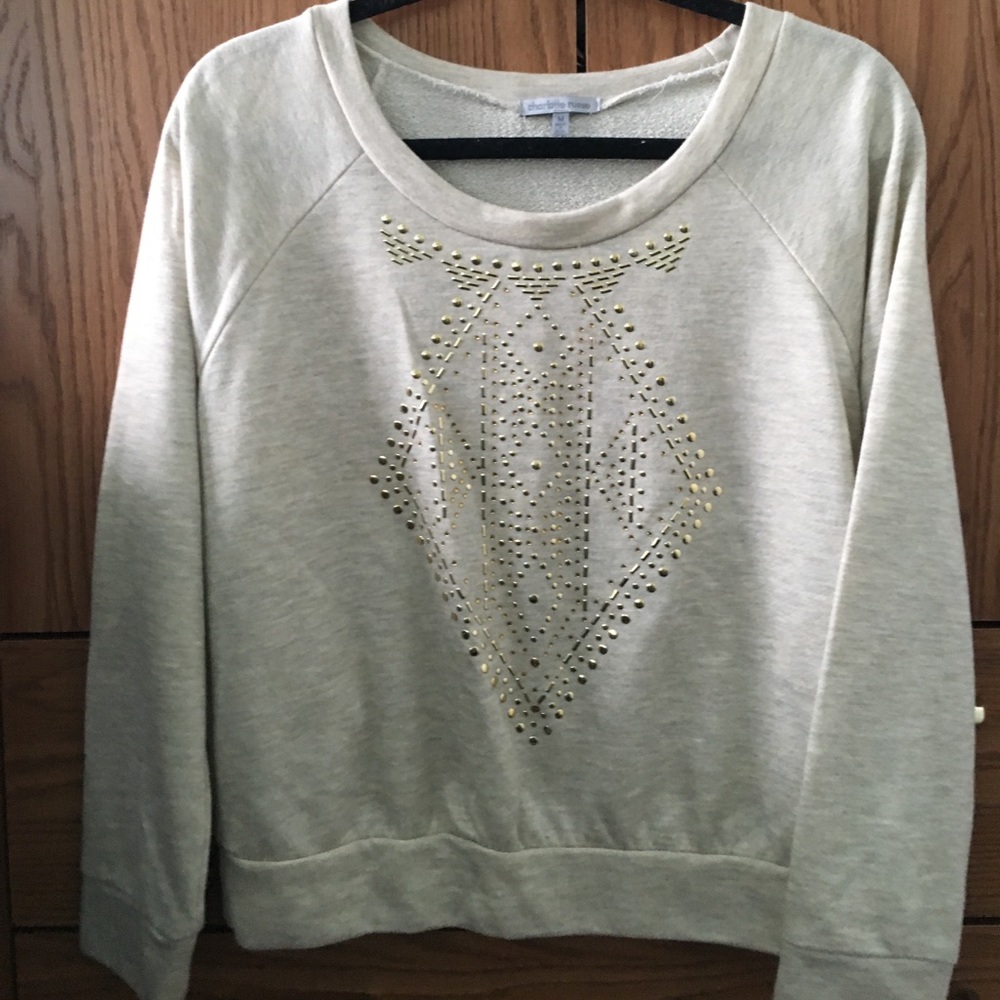 Cream gold rhinestone sweater