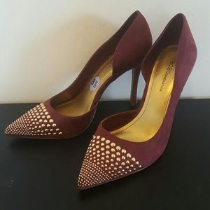 BCBG Generation Suede Gold Studded Stilettos
