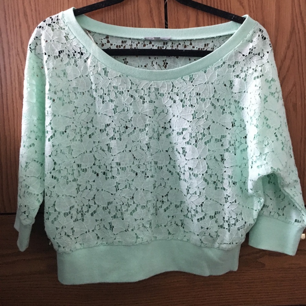 Mint green lace top