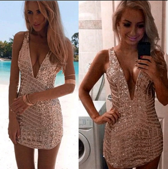 🔥SALE🔥🌻HP 6/15🌻ROSE GOLD SEQUIN SEXY DRESS - Picture 3 of 7
